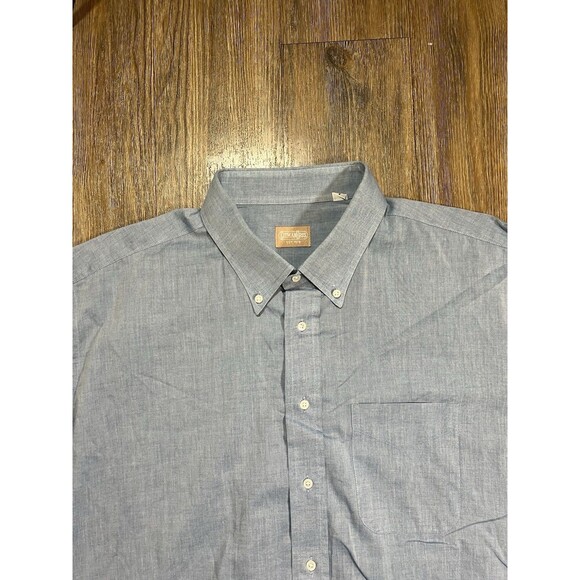 Gitman Bros Shirt Mens Blue Chambray Long Sleeve Pocket Preppy USA Sz 19-34 Big - Picture 2 of 10